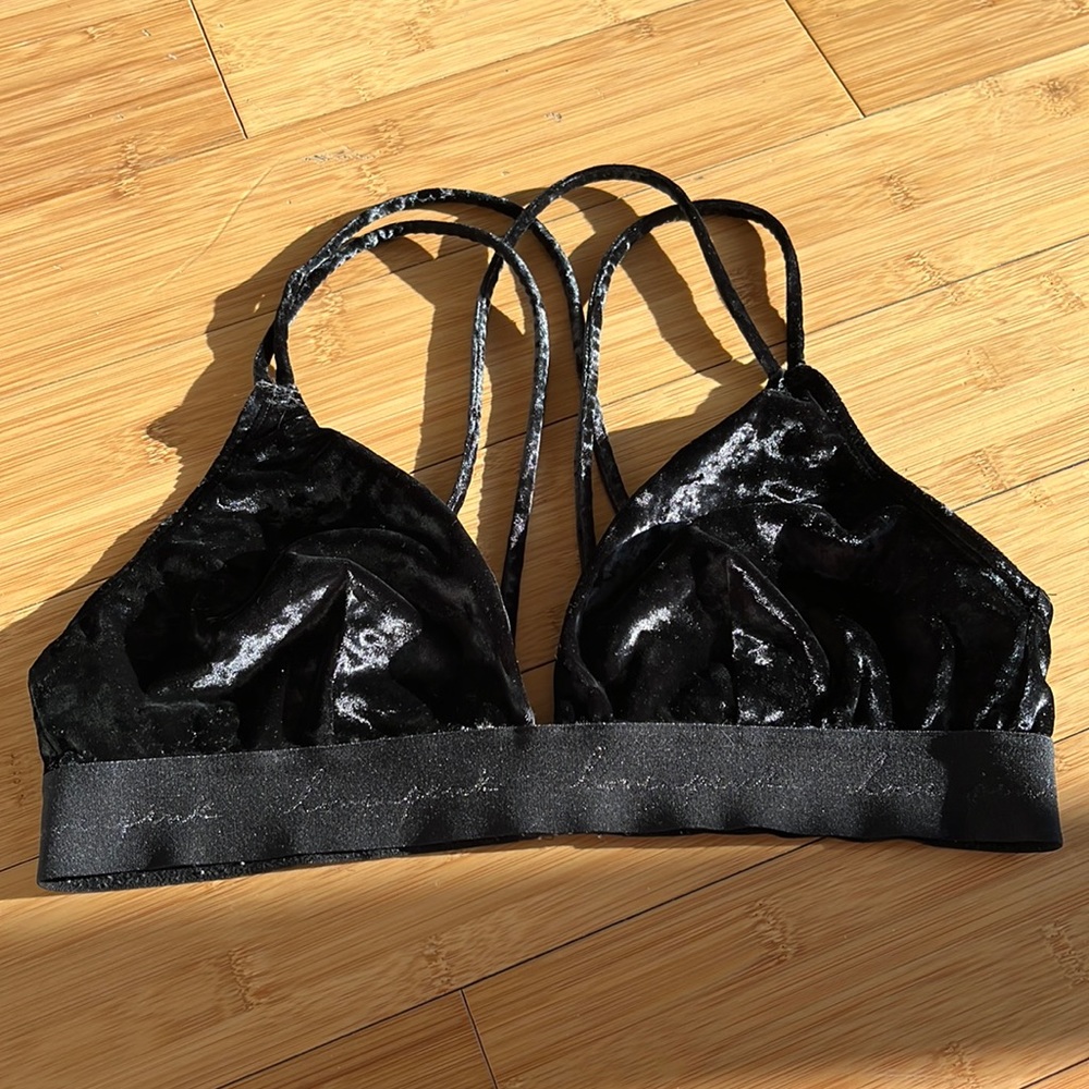 VICTORIA SECRET PINK BLACK VELVET BRALETTE
